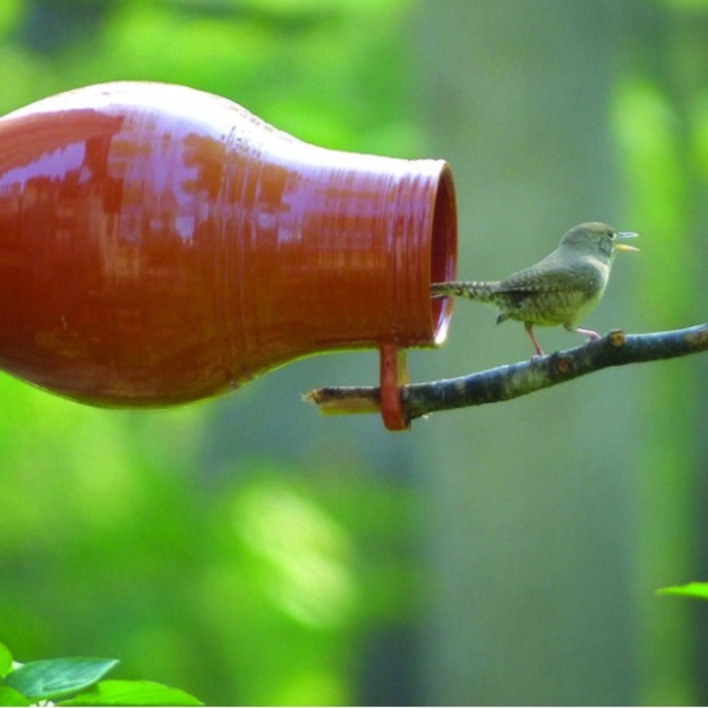 Colonial Williamsburg redware bird bottle house replica